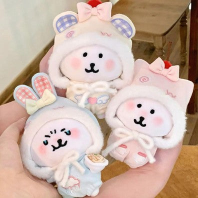 Mellowiocosh 10cm Mini Doll Onesie: Adorable Nagano Joke Bear Clothes, Fits Star & Normal Body Plushies, Cute Doll Outfit Hanging Ornament