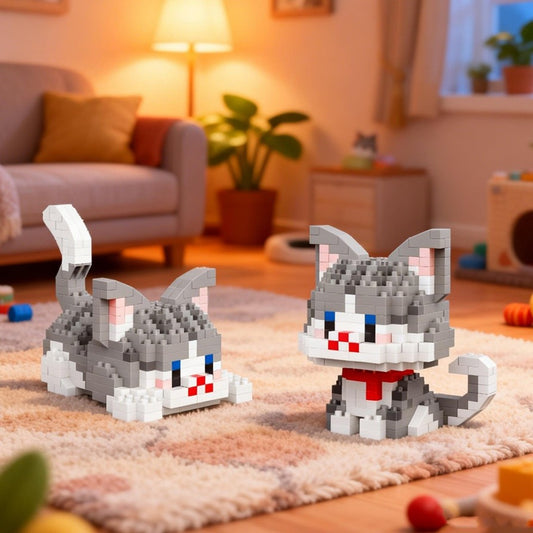 Mellowiocosh Cute Pet Cat Series: Micro Building Block Kit - DIY Miniature Kitten Model for Home Decor & Gifting