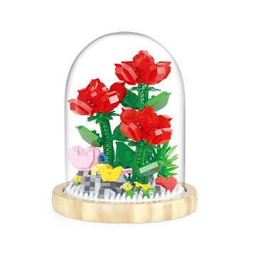 Mellowiocosh Compatible with Lego small-particle everlasting rose building block bouquet, simulation fresh flower toy