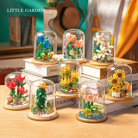 Mellowiocosh Compatible with Lego small-particle everlasting rose building block bouquet, simulation fresh flower toy